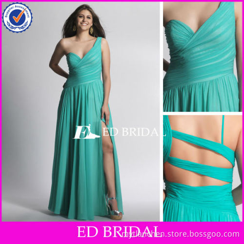 plus Size Green Asymmetrical Neckline Cutout Back High Slit Alibaba Dresses